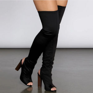 Peep Toe Thigh High Boots